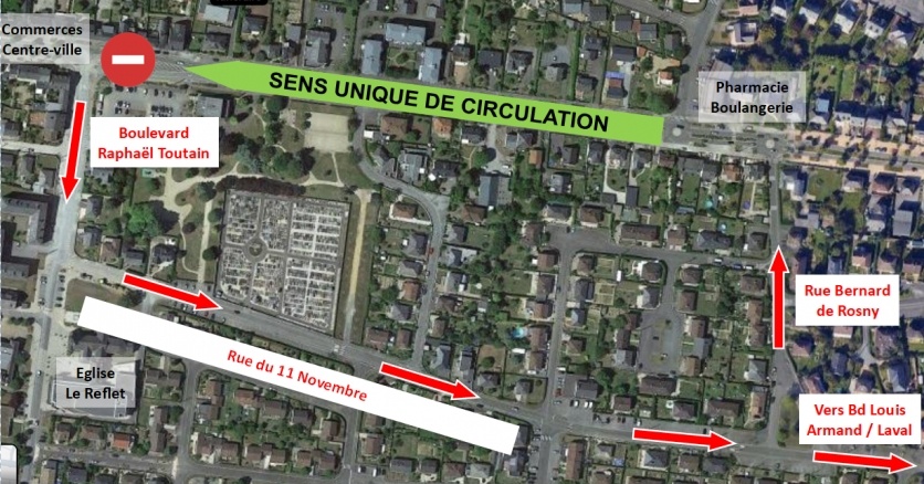 Circulation à sens unique du 5 mai au 4 juillet - Plan de déviation 